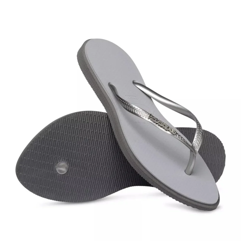 46$ Havaianas Slim Point Flip Flop Rubber Sandals Women's Size 6 US Silver - Picture 4 of 5
